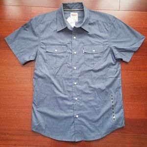 NWT Levi Mens Collar Shirt Medium Blue Denim